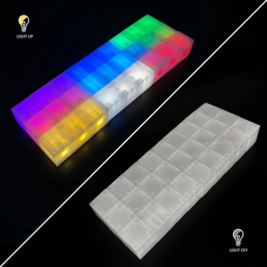27pcs Colorful Magnetic Glowing Building Blocks Night Lights, DIY Stackable LED Color Lights, Creative Gifts for Boys and Girls