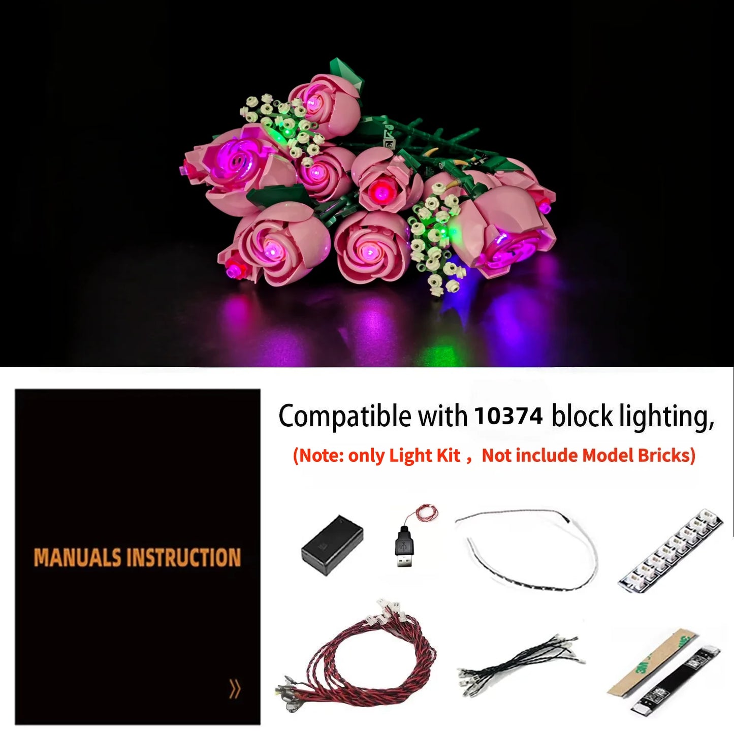 10374 Pink Rose Bouquet Light Kit
