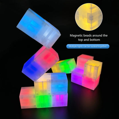 27pcs Colorful Magnetic Glowing Building Blocks Night Lights, DIY Stackable LED Color Lights, Creative Gifts for Boys and Girls