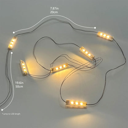 LED Brick Lighting Four/Six in One, Four/Six White 1x4 Bricks/LEDs Connected in Series, Powered by USB,Light up your blocks
