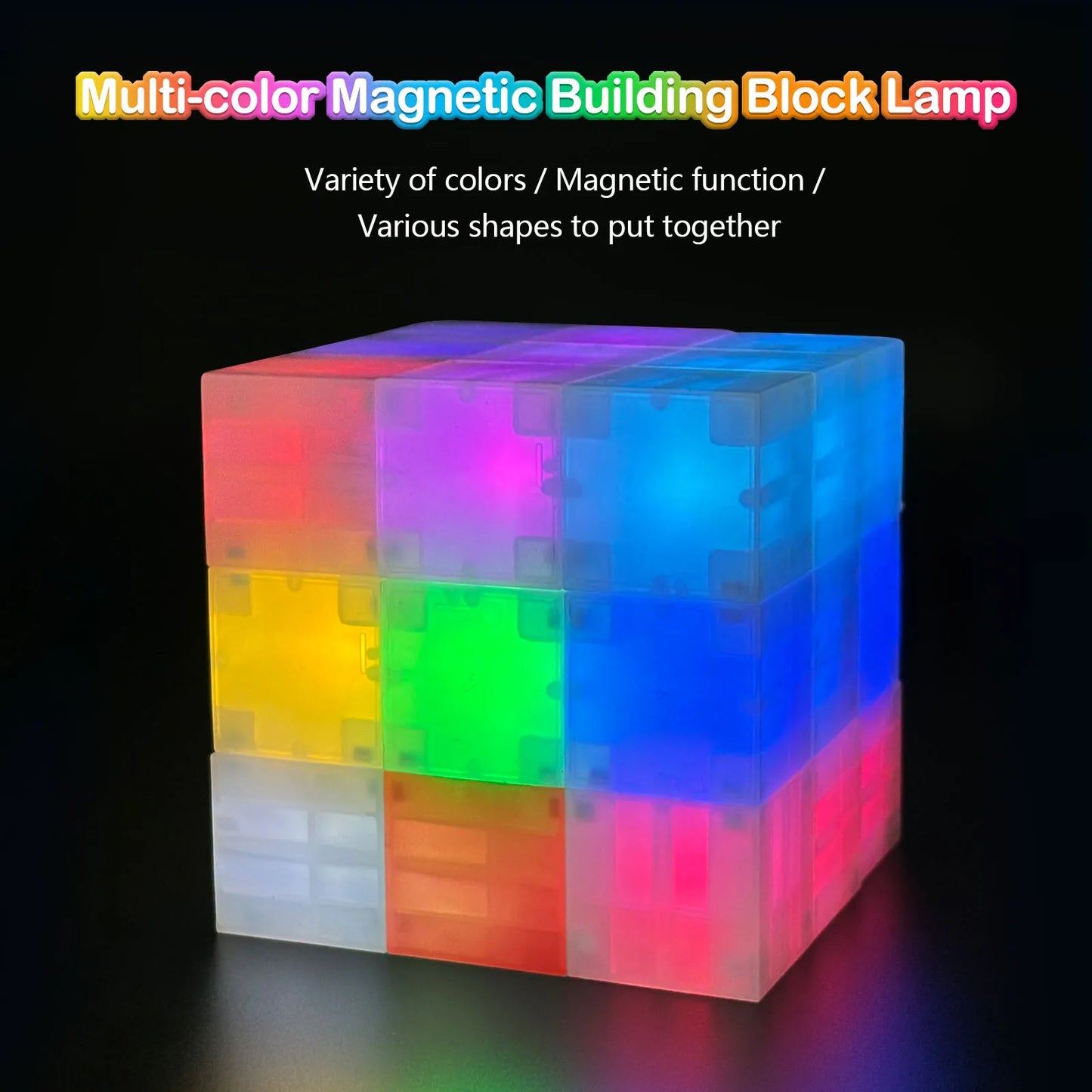 27pcs Colorful Magnetic Glowing Building Blocks Night Lights, DIY Stackable LED Color Lights, Creative Gifts for Boys and Girls