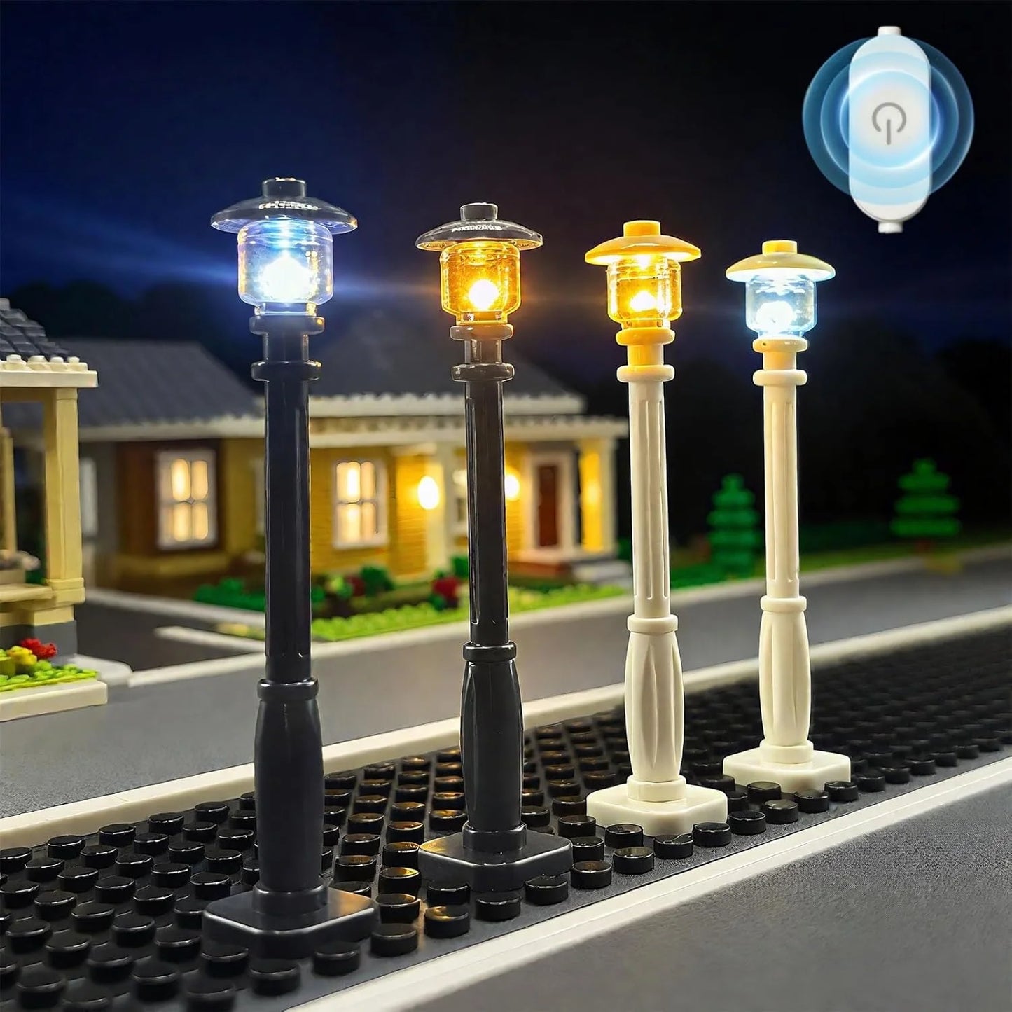 10pcs LED luminous city street lamp,USB powered building block lamp,MOC lighting accessories，Without electricity，Touch version