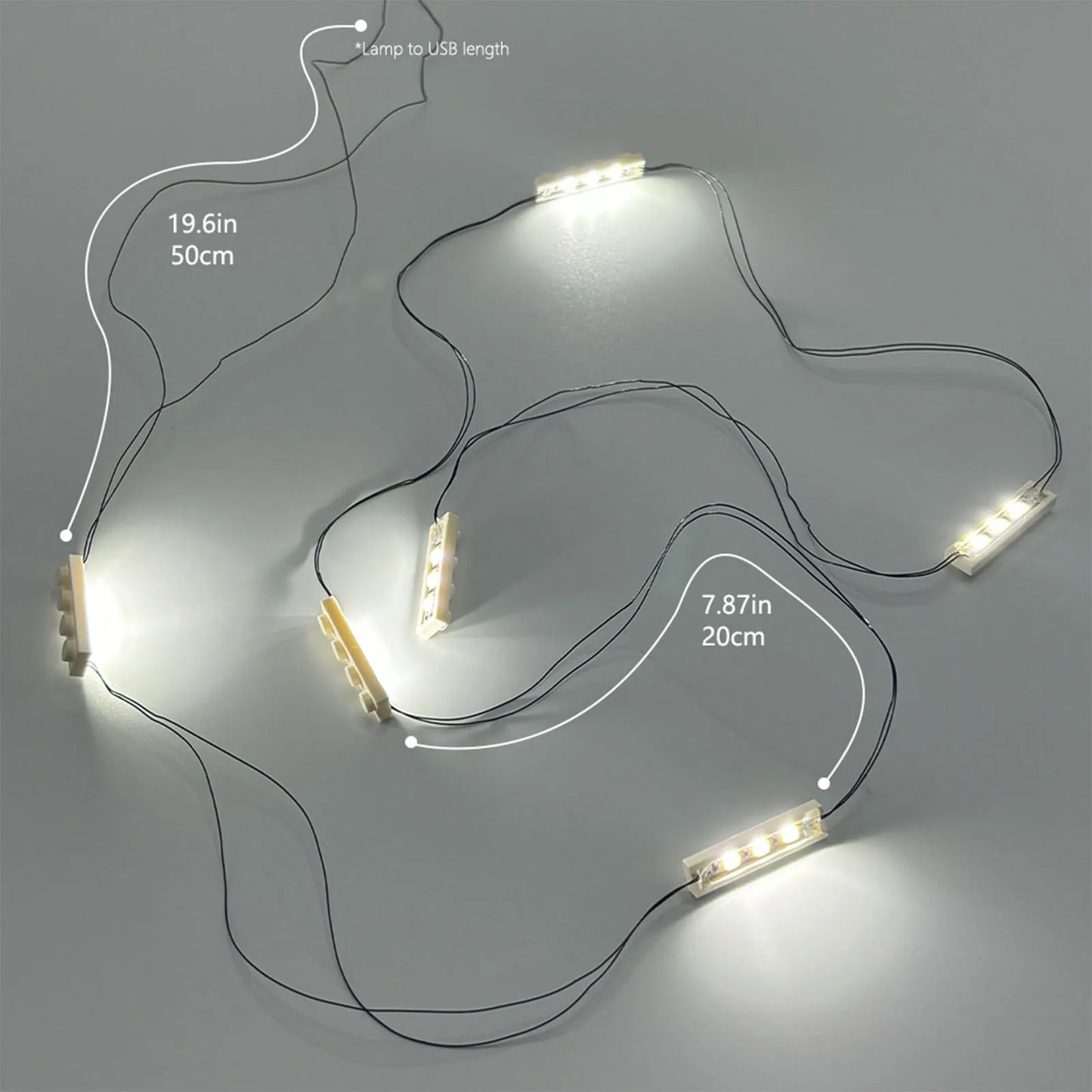 LED Brick Lighting Four/Six in One, Four/Six White 1x4 Bricks/LEDs Connected in Series, Powered by USB,Light up your blocks