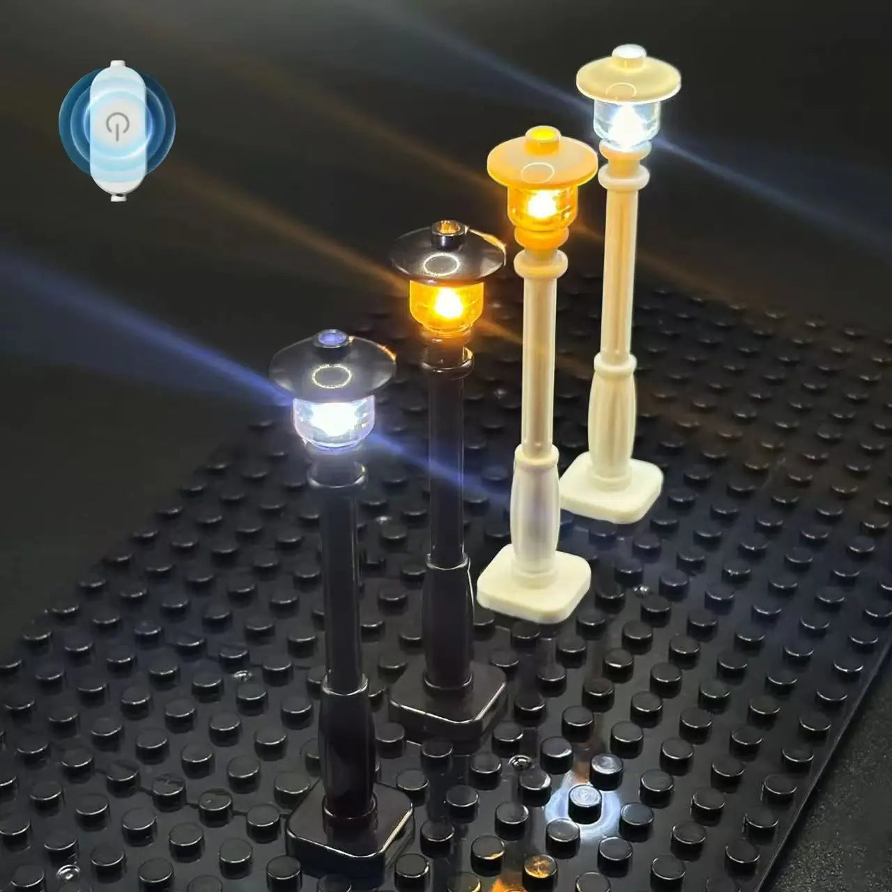 10pcs LED luminous city street lamp,USB powered building block lamp,MOC lighting accessories，Without electricity，Touch version