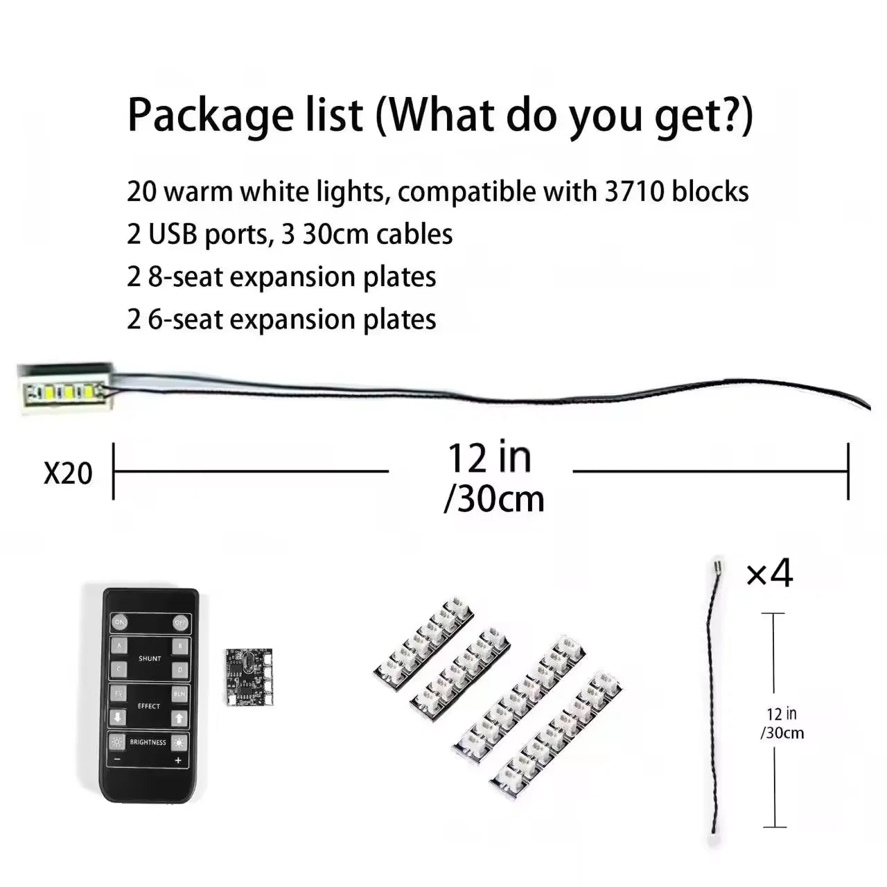 1x4 LED Building Block Light Kit (20pcs) Remote Control