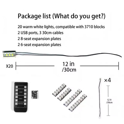 1x4 LED Building Block Light Kit (20pcs) Remote Control