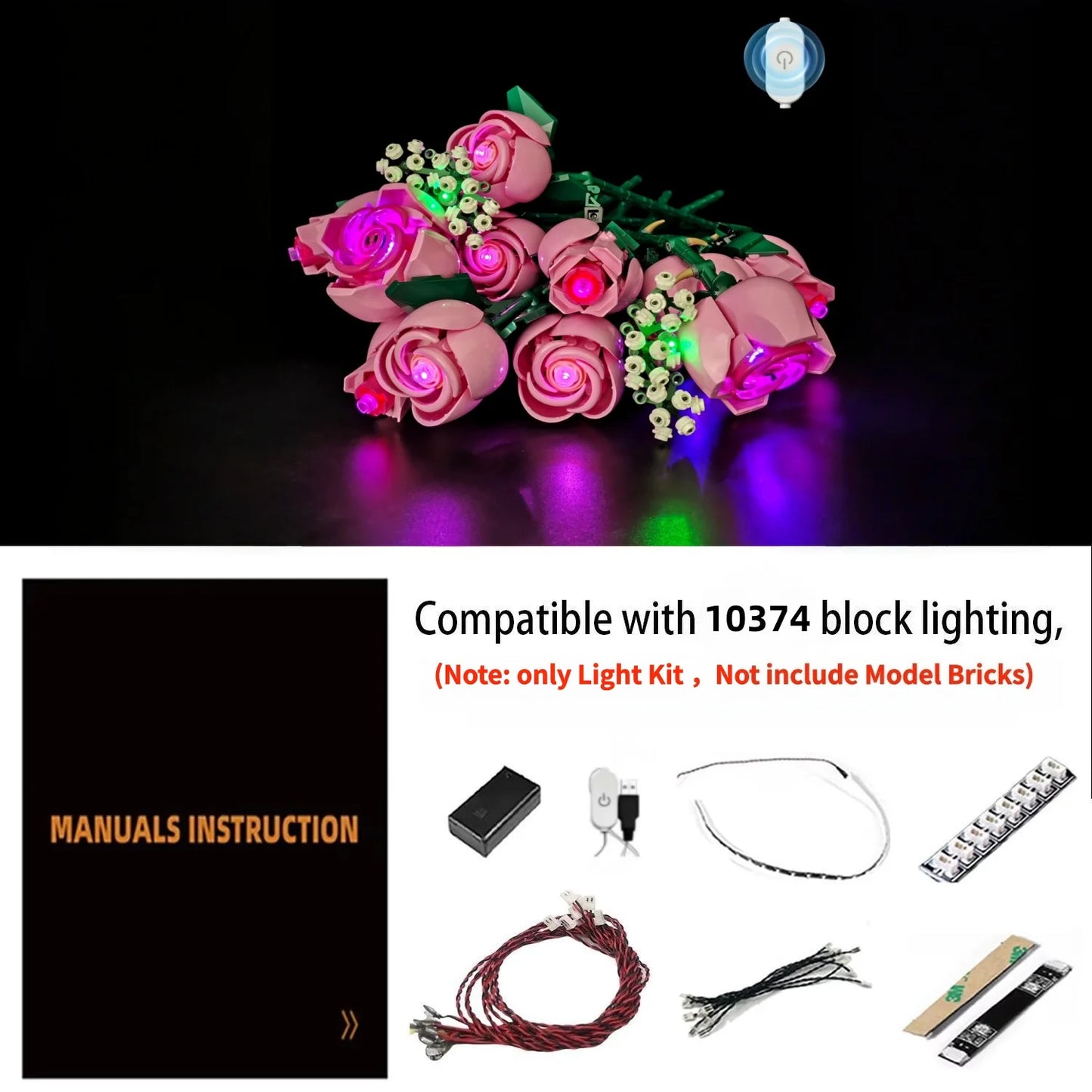 10374 Pink Rose Bouquet Light Kit