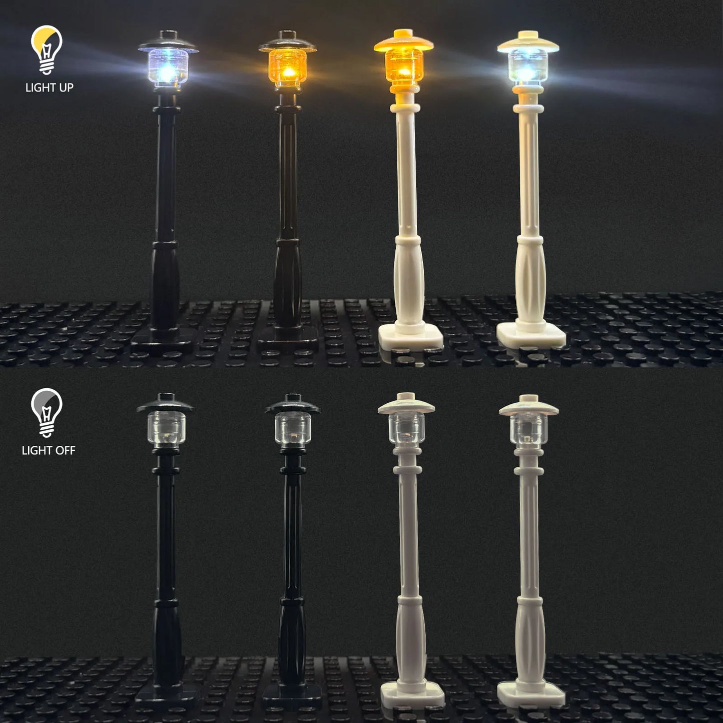 10pcs LED luminous city street lamp,USB powered building block lamp,MOC lighting accessories，Without electricity，Touch version