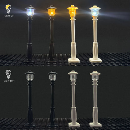 10pcs LED luminous city street lamp,USB powered building block lamp,MOC lighting accessories，Without electricity，Touch version