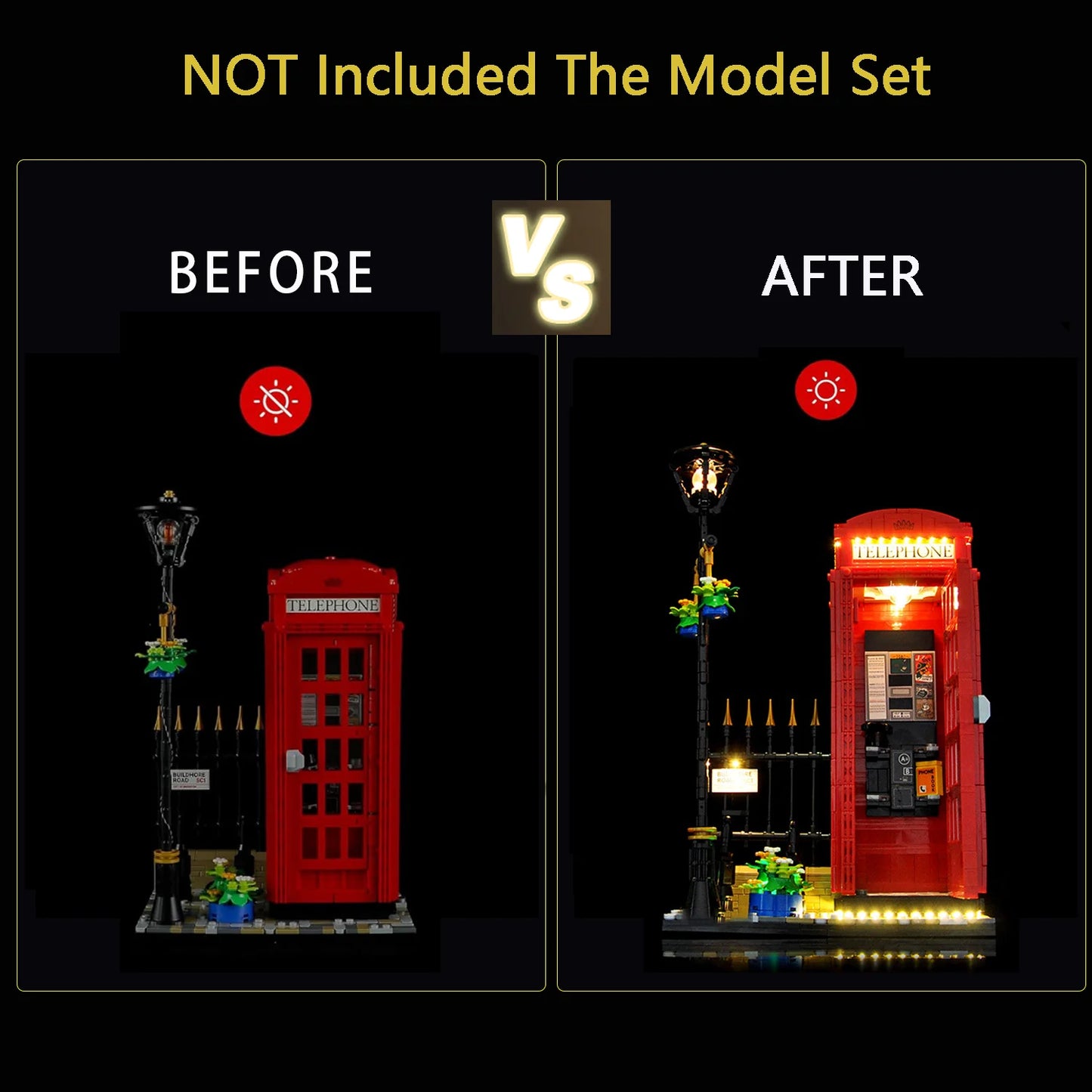 21347 Red London Telephone Box Light Kit