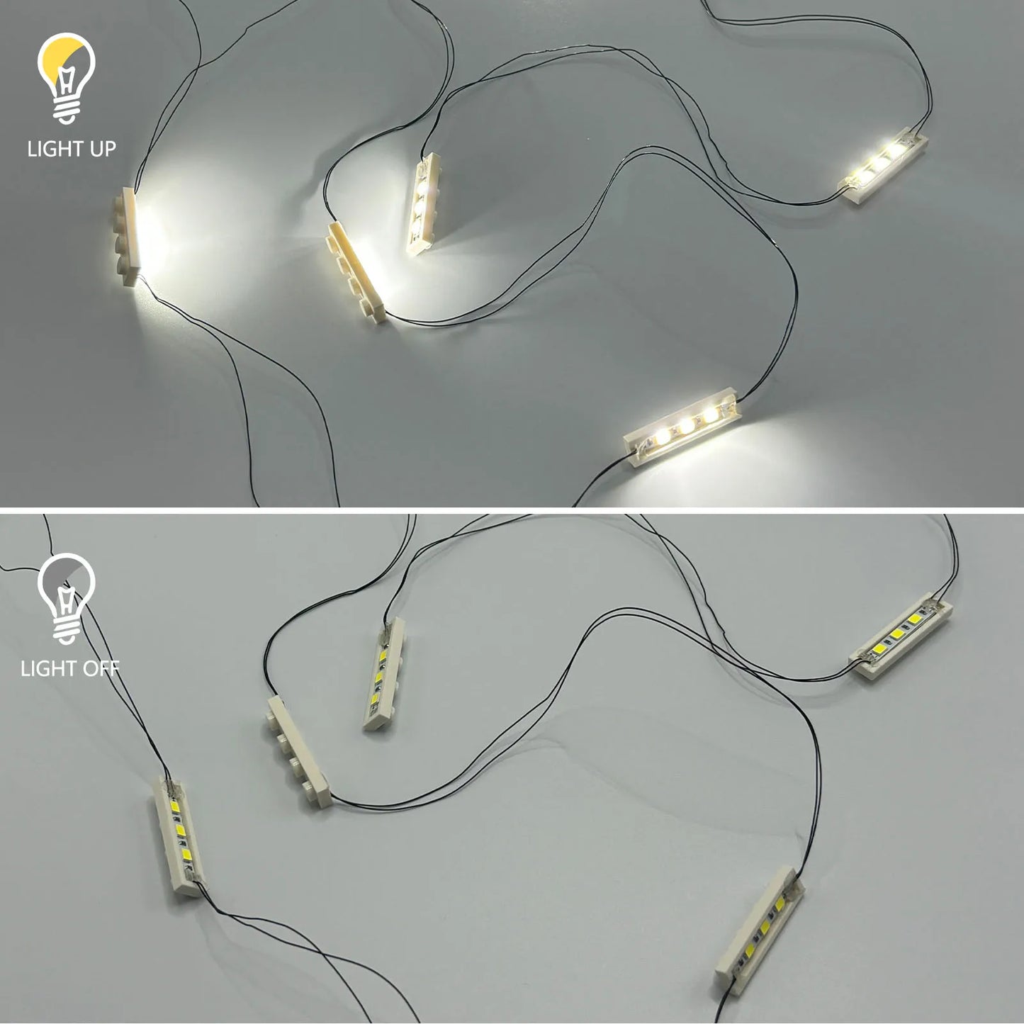 LED Brick Lighting Four/Six in One, Four/Six White 1x4 Bricks/LEDs Connected in Series, Powered by USB,Light up your blocks